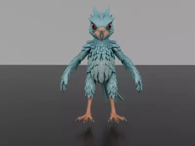 Cartoon Parrot 3D Model  Low Poly Rigged Bird  Game Ready Low-poly 3D model