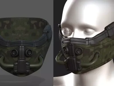 Gas mask helmet protection scifi military futuristic technology  Low-poly 3D model