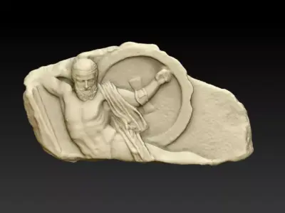 Relief of Fallen Warrior 3D print model