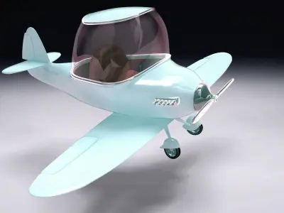 Airplane cartoon style 3D model