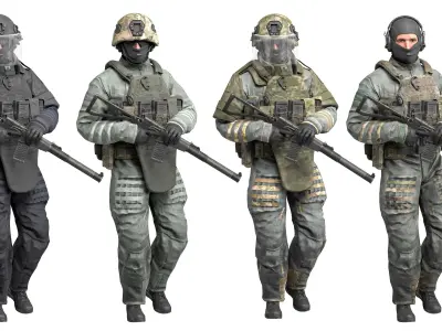 MILITARY Game Ready Character Russian Assault Soldier Low-poly 3D model