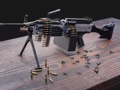 Modular M249 Saw Low-poly 3D model