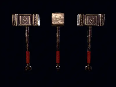 Dwarf hammer Low-poly 3D model