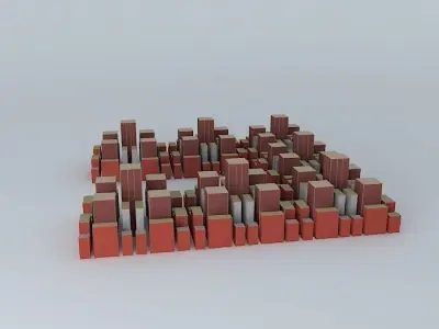 Cityscape 4 letter n made of bricks 3D model