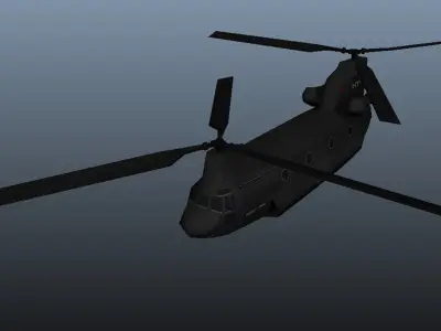TransportCopter chinook helicopter - chinook helicopter Low-poly 3D model