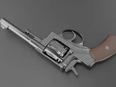 Revolver Nagan Low-poly 3D model