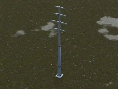 Electric power transmission steel pole Free low-poly 3D model