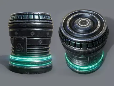 Energy cell or Futuristic grenade - 7 Color Variants Low-poly 3D model