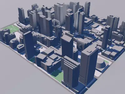 Buildings City building industrial park commercial housing 3D model V5