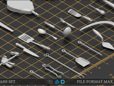 Mega pack items kitbash Low-poly 3D model