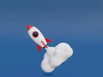 Cartoon Rocket 3D model 4