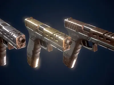 Glock handgun custom Low-poly 3D model