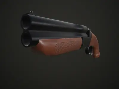 Sawed off Double Barrel Shotgun Free low-poly 3D model