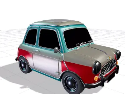 Retro Compact Car R2 Low-poly 3D model