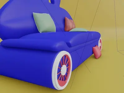 Sofa the steam lokomotive Low-poly 3D model