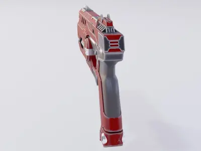 SciFi Pistol Low Poly Game Ready 3D Model Low-poly 3D model