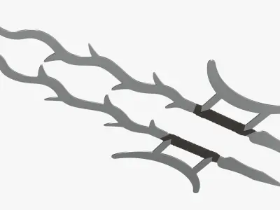 Twin hooks tree swords 3D model