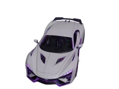 Premium Silver Futuristic Hypercar Advanced Concept Vehicle 3D model