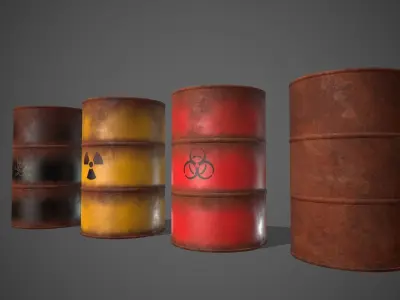 Toxic Waste Hazardous Barrels Low-poly 3D model