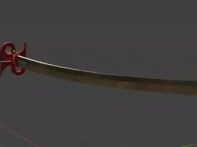 Long Japanese Sword Low-poly 3D model