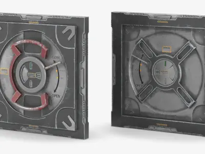 Circular Airlock Hatch With Lock Indicator Grey 3D model