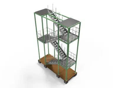Steel Platform and exit stairs 3D model