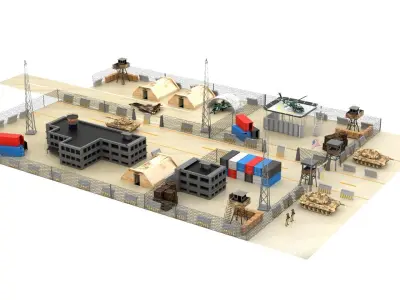 US Military Base Low-poly 3D model