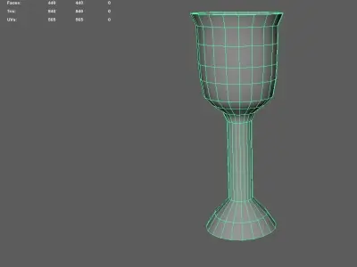 Golden Goblet Low-poly 3D model