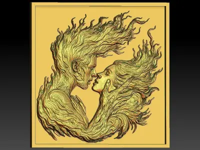 1 fire of love CNC Relief Model 3D print model