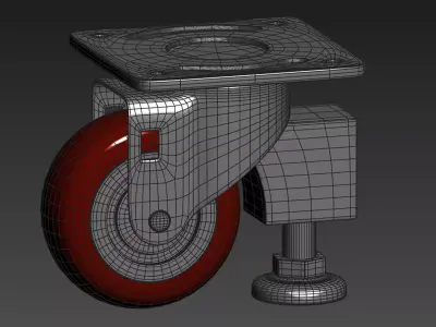 Industrial Caster Wheel with Brake Heavy Duty Equipment Roller 3D model purchase