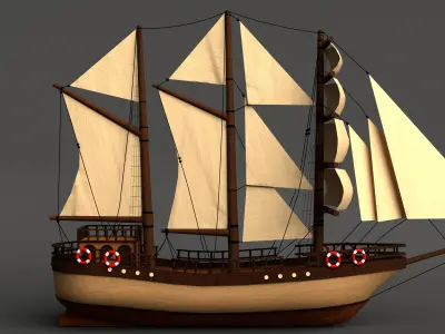 Old Sailing Boat Low-poly 3D model purchase