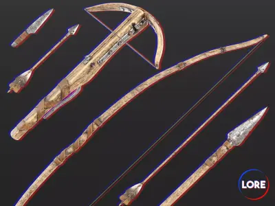 Medieval Collection Crude Ranged Weapons 3D Model Pack