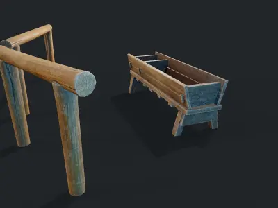 Hitching and Drinkbowl Low-poly 3D model