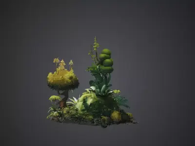 Tropical foliage 3D model Nature Plants Botanical Designs  Low-poly 3D model
