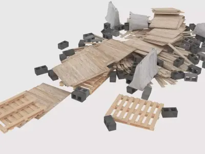 construction site pallets pile 1 3D model