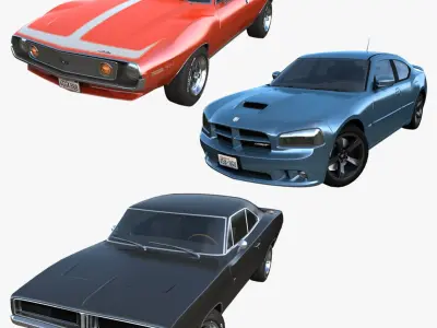 American muscle cars PBR 3D model