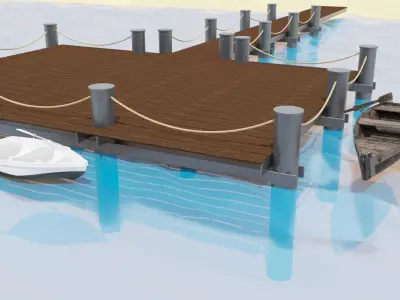 Marina for boats 3D model 3D model