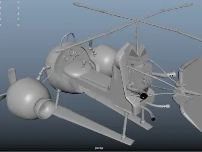 Airship helicopter with propellers 3D model