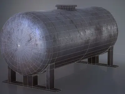 Abandoned Rusty Industrial Gas Pressure Container Low-poly 3D model