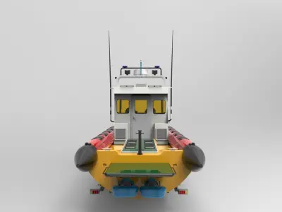 Patrol boat with trailer 3D model