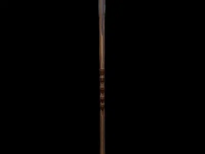 stylised axe in wood and metal with bandage 3D model