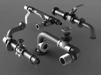 pipe pipes industrial low poly pipeline valve game 3D model