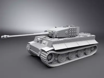 Tiger Late Zimmerit Scale model 3D print model