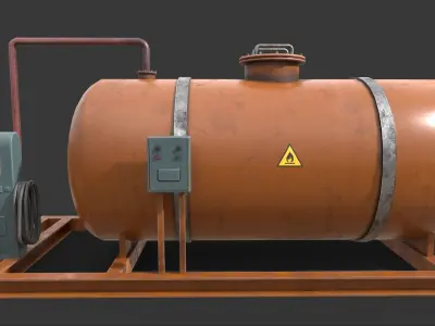 Low-poly 3D model of a gas station Low-poly 3D model