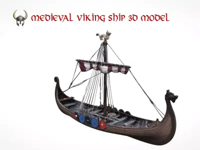  Medieval Viking ship 3D model Low-poly 3D model