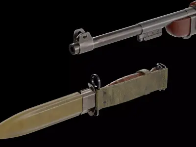M1 Carbine semi-automatic rifle Low-poly 3D model