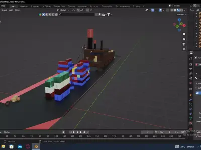 LOWPOLY CARGOSHIP Free 3D model