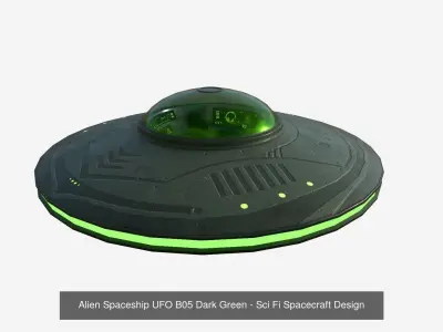 10 Alien Spaceships UFO Collection E Green - Spacecraft 3D Model Pack