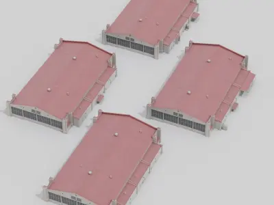 Airport Hangar Exterior Pack 3 Low-poly 3D model
