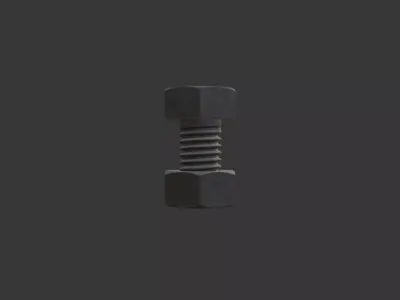 M5 Hex Bolts and Nuts with Rusty Iron Texture 3D model